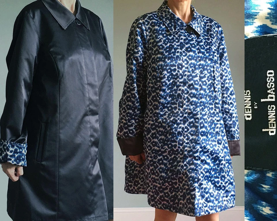 TRINCHERA DENNIS BY DENNIS BASSO SATINADA AZUL OSCURO/AZUL ANIMAL PRINT SPOTS L Foto 1 de 1