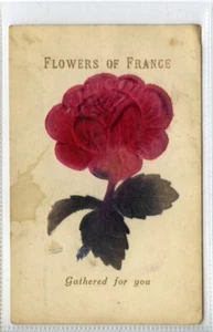 (Gd2423) Tarjeta con apliques de terciopelo, flores de Francia c1914-18 - Imagen 1 de 4