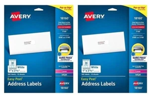 Avery Easy Peel Printable Address Labels with Sure Feed, 1" x 2-5/8", White, 300 - Picture 1 of 6