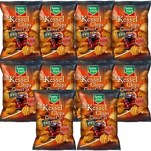 funny-frisch Cross Cut Chips Kartoffelchips Spicy BBQ Sauce Style 10x120g Tüte - Bild 1 von 4