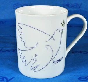 Picasso Coffee Mug Living Dove Bright White Porcelain Cup 1995 Pablo Heirs - Picture 1 of 4