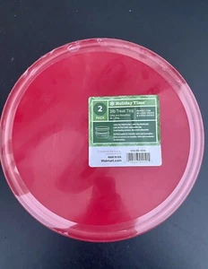 2-pack of 3 lb Plastic Treat Tins Christmas Red Holiday Treat Candy Cookies Gift - Picture 1 of 7