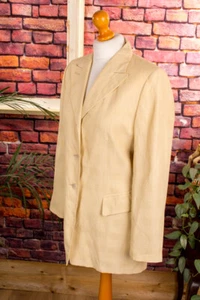Vintage Original 90er 80er Americana Lino Chaqueta Oro Beige Betty Barclay S M - Imagen 1 de 7
