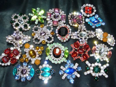 20x ART DECO VINTAGE RHINESTONE GLASS CZECH BUTTONS ON SEWING T400 - Image 1 of 3