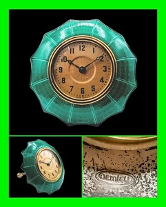 Antique 1920's Demley Umbrella Clock Green Enamel Brass Desk Timepiece - WORKING - Picture 1 of 13