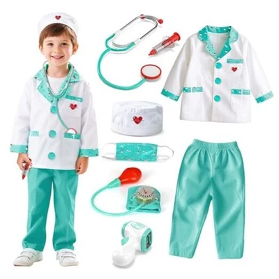  Doctor Costume for Kids, Kids Doctor Kit for Career Day Halloween, Role Green - Image 1 of 4