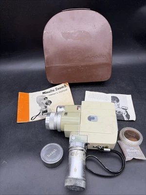 Cámara de película vintage MINOLTA ZOOM AUTOMÁTICO 8 8 mm con estuche, manuales, sin probar Foto 1 de 4