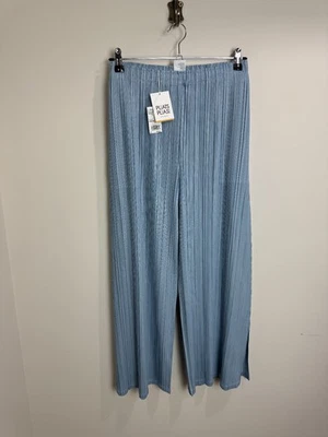 Pleats Please Issey Miyake Trouser Size 5 Waist M/L Light Blue Wide Leg RRP £490 - Image 1 of 4