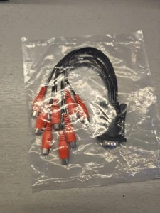 9-Pin Male Serial Adapter Cable Plug to 8-RCA Red Audio Jacks 9" Long - Picture 1 of 2