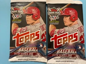 Paquete único de 12 tarjetas Topps serie 1 2018 tarjetas de béisbol selladas 12 tarjetas - Imagen 1 de 2