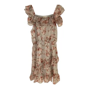 Designer Kidz Floral Dress Grey Blue Frill Shoulder Strap Size 12 Party Formal - Picture 1 of 12