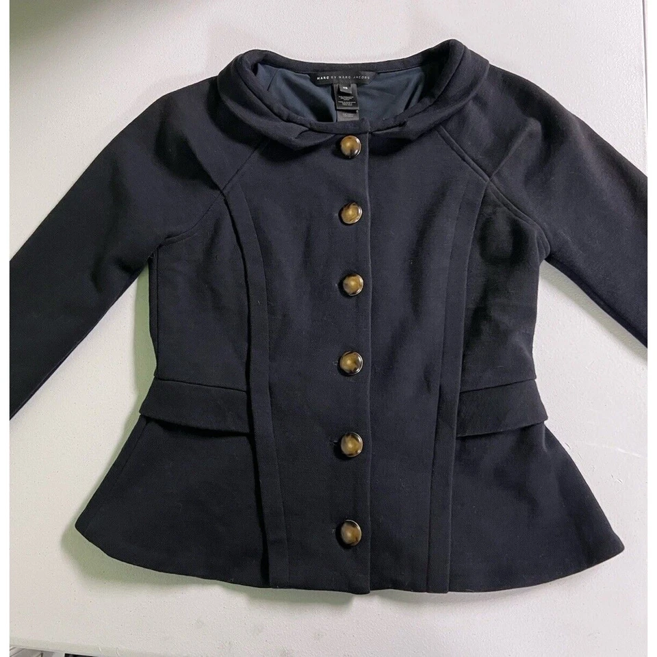 Blazer Abrigo Militar Marc by Marc Jacobs Mezcla Lana Azul Marino Talla XS Preppy Foto 1 de 4