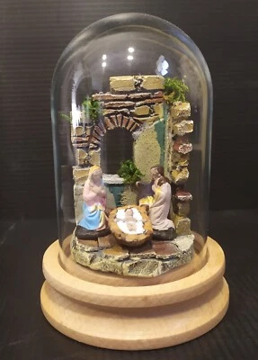  Presepe in campana in vetro KRIPPE,KRIPPEN,CRECHE,BELEN,Napoletano - Immagine 1 di 3