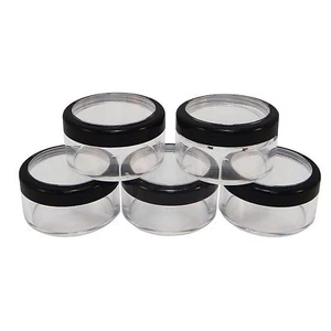 Plastic Clear Jar Storage w Window Black Rim Cap Travel Sample Size Case 30 gr - Picture 1 of 8
