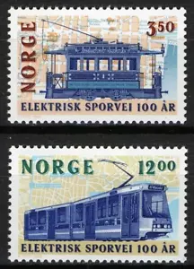 Tranvías eléctricos 108 Noruega 1994, NK 1212-13, MNH, SC #1067-68, MI 1163-64. - Imagen 1 de 1