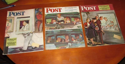 Vintage Saturday Evening Post 1946, 1947 Norman Rockwell Lot OF 3, VG - Image 1 of 3