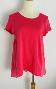 Country Road Size S Top Pink Cotton Blouse T Short Sleeves Smocked - Picture 1 of 11