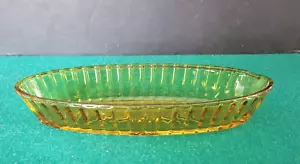 Vintage A.H. Heisey #407 Marigold Coarse Rib Relish Olive Dish "H" Mark , - 9" L - Picture 1 of 9
