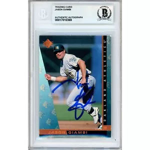 1997 Upper Deck SP #133 Jason Giambi Signed Card AUTO Beckett Slab Oakland A's - Picture 1 of 5