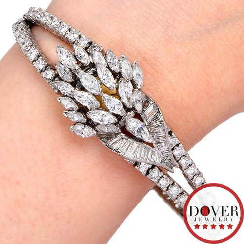 Vintage Omega 10.01ct Diamond Platinum 21mm Ladies Winding Cocktail Watch NR