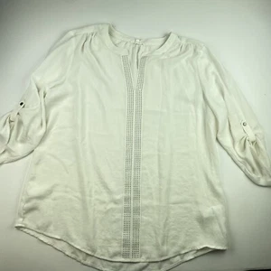 Maurices L Off White Blouse Roll Tab Sleeves  - Picture 1 of 9