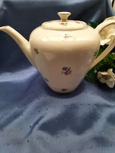 Vintage Kaffeekanne Teekanne 50er Jahre Blumen bunt 2tlg. Creme Dachbodenfund - Bild 1 von 6