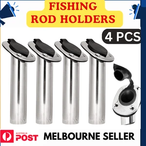 4x Fishing Rod Holders Stainless Steel Boat Flush w/ Gasket Cap 30 Degree - Picture 1 of 12