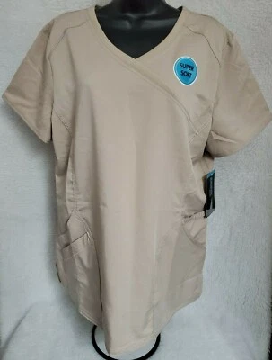 Camisa Médica Blusa Scrubstar Para Mujer Talla L Grande Caqui Marrón Simulada NUEVA Foto 1 de 4