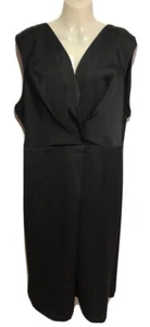 Shiny Black Sleeveless Midi Dress/ Front Pleated Size22 plus New/ Tags Luxe - Picture 1 of 6