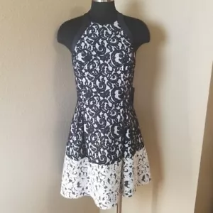 Jessica Simpson Halter Black White Lace Dress Size 4 New - Picture 1 of 8