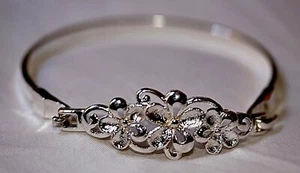Beautiful Delicate Vintage Floral Silver Jewellery Bangle Bracelet - Picture 1 of 8