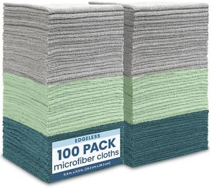 100 Pack Microfiber Cleaning Cloth Edgeless Bulk Microfiber Towel For Home Reusa - Picture 1 of 6