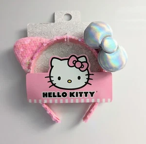 Diadema Hello Kitty Orejas de Lentellera Rosa Arco Plateado Sanrio Halloween NUEVO - Imagen 1 de 6