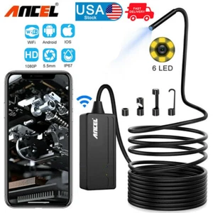 Wifi Endoscope Wireless Borescope Automotive Inspection 5.5MM HD Snake Camera US - Picture 1 of 9