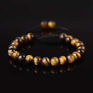 Luxury 8mm Lava Beads Men Women Handmade Adjustable Macrame Bracelet Jewelry