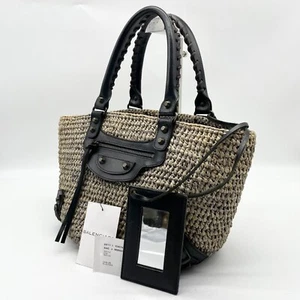 Auténtico Bolso de Mano Balenciaga Rafia Bolso Cesta Beige 236741-4060 515859 - Imagen 1 de 24