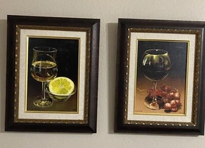 Pair E. Denis Giclee Prints Wine Glass Grapes & Lemon Slice COA 61/199 & 70/199 - Bild 1 von 24