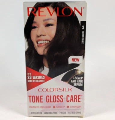 Revlon ColorSilk Tone + Gloss + Care # 3 Brown Black Scalp + Hair Serum DemiPerm - Image 1 of 4