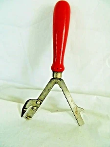 ABRIDOR DE LATAS MANUAL Y ABREBOTELLAS MANGO MADERA ROJA, METAL 7" LARGO, VINTAGE - Imagen 1 de 7
