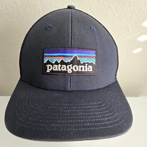 Patagonia Logo Trucker Hat Cap Mesh Back Snapback Navy Blue - Picture 1 of 10