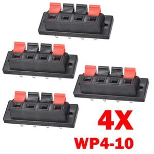 4pc 4 Way Spring Speaker Push Release Connector Cable Terminals Strip Block HOT - Picture 1 of 4