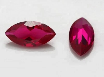 Synthetic Red Ruby Marquise 5x10mm To 7x14mm Faceted Loose Gemstone Calibrated - Image 1 of 4