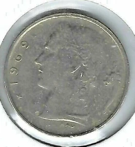 1969 Belgium 1 Franc Copper-Nickel Coin! - Picture 1 of 2
