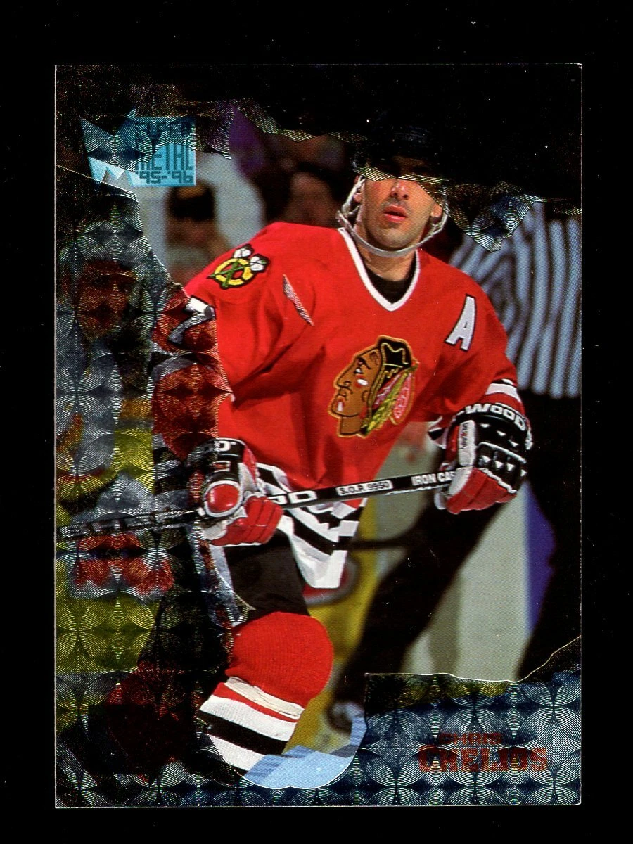 1995-96 FLEER METAL #24 CHRIS CHELIOS PRINTING ERROR CHICAGO BLACKHAWKS