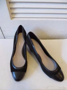 WOMENS DELMAN BLACK SUEDE & LEATHER SLIP-ON WEDGES SIZE 9M - Picture 1 of 7