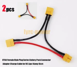 2 piezas XT60 hembra macho enchufe serie paquete de baterías conector adaptador cable de carga - Imagen 1 de 6