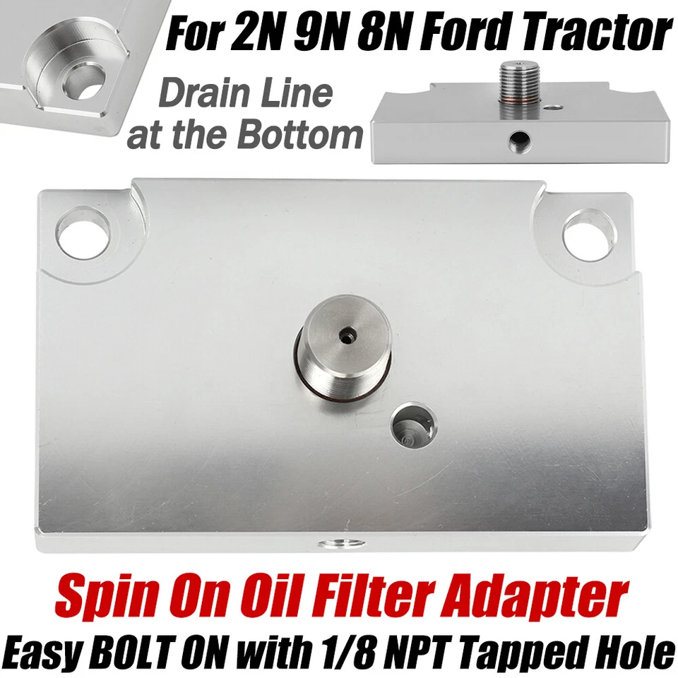 For 2N 9N 8N Ford Tractor Spin On Oil Filter Adapter Plate & 1/8 NPT tapped hole - Image 1 of 4