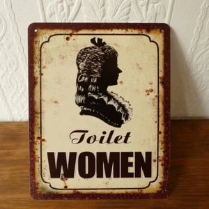 Blechschild Metallschild Toilette Damen Toilet Women Scherenschnitt Salon H25cm - Bild 1 von 1