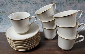 Vintage MIKASA Trousdale Ivory 7 Footed Cups & 8 Saucers Classic Discontinued - Picture 1 of 1