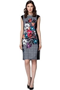 Joseph Ribkoff Black & Multicoloured Floral Pearls Dress, UK 12, BNWT £232 - Picture 1 of 16